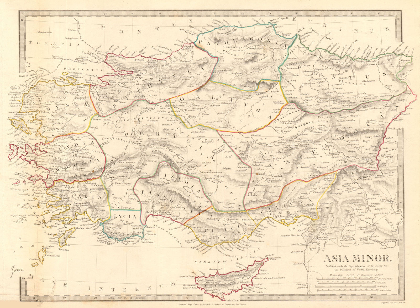 ASIA MINOR ANCIENT. Turkey. Cappadocia Cyprus Galatia Phrygia. SDUK 1844 map